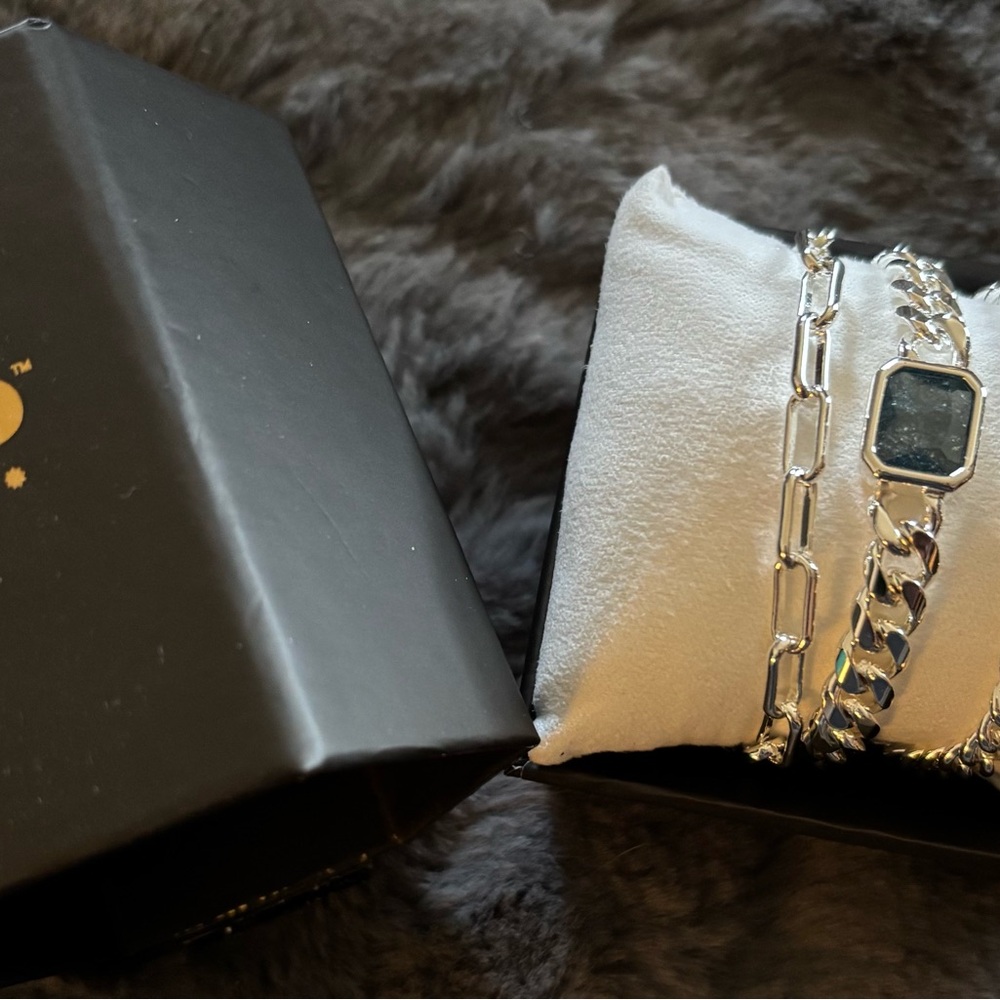 Silver Chain Bracelet Set